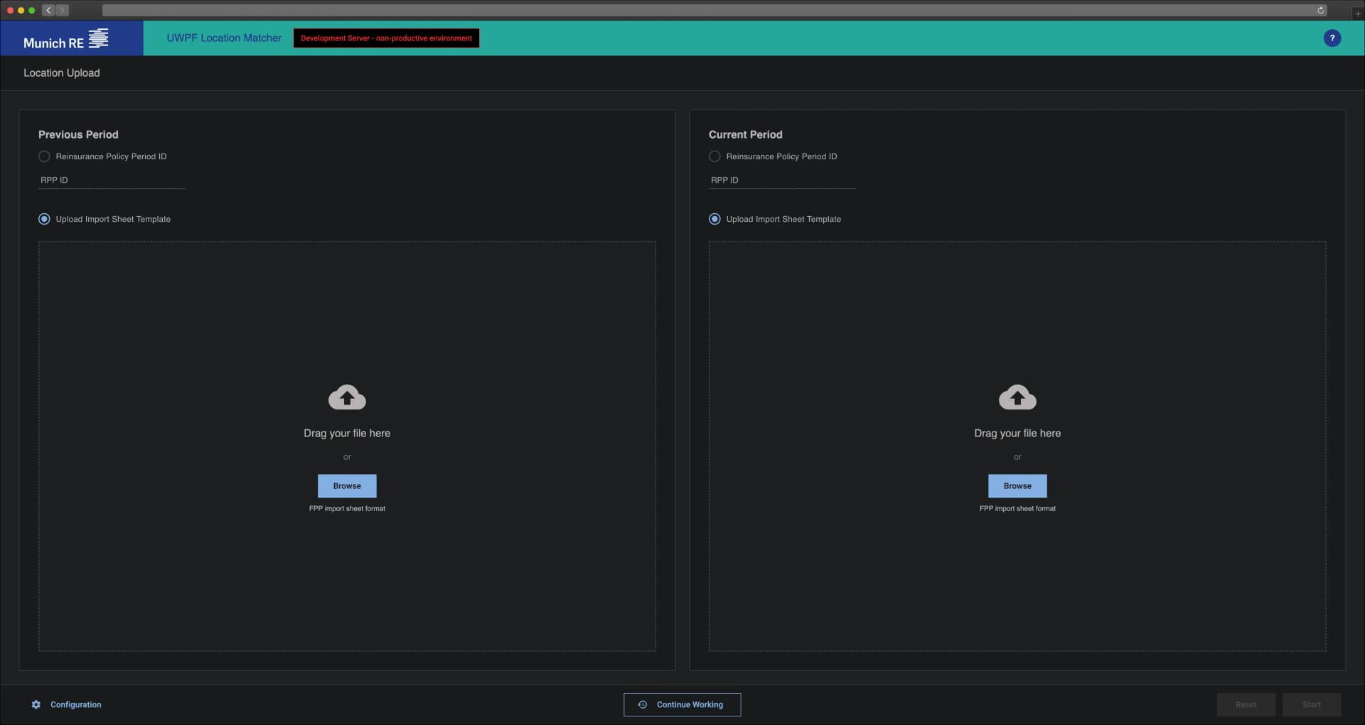 Location data upload interface